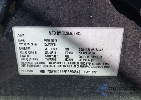 2024 Tesla Model Y Long Range Dual Motor All-Wheel Drive from USA, damaged, VIN 7SAYGDEE6RA294948